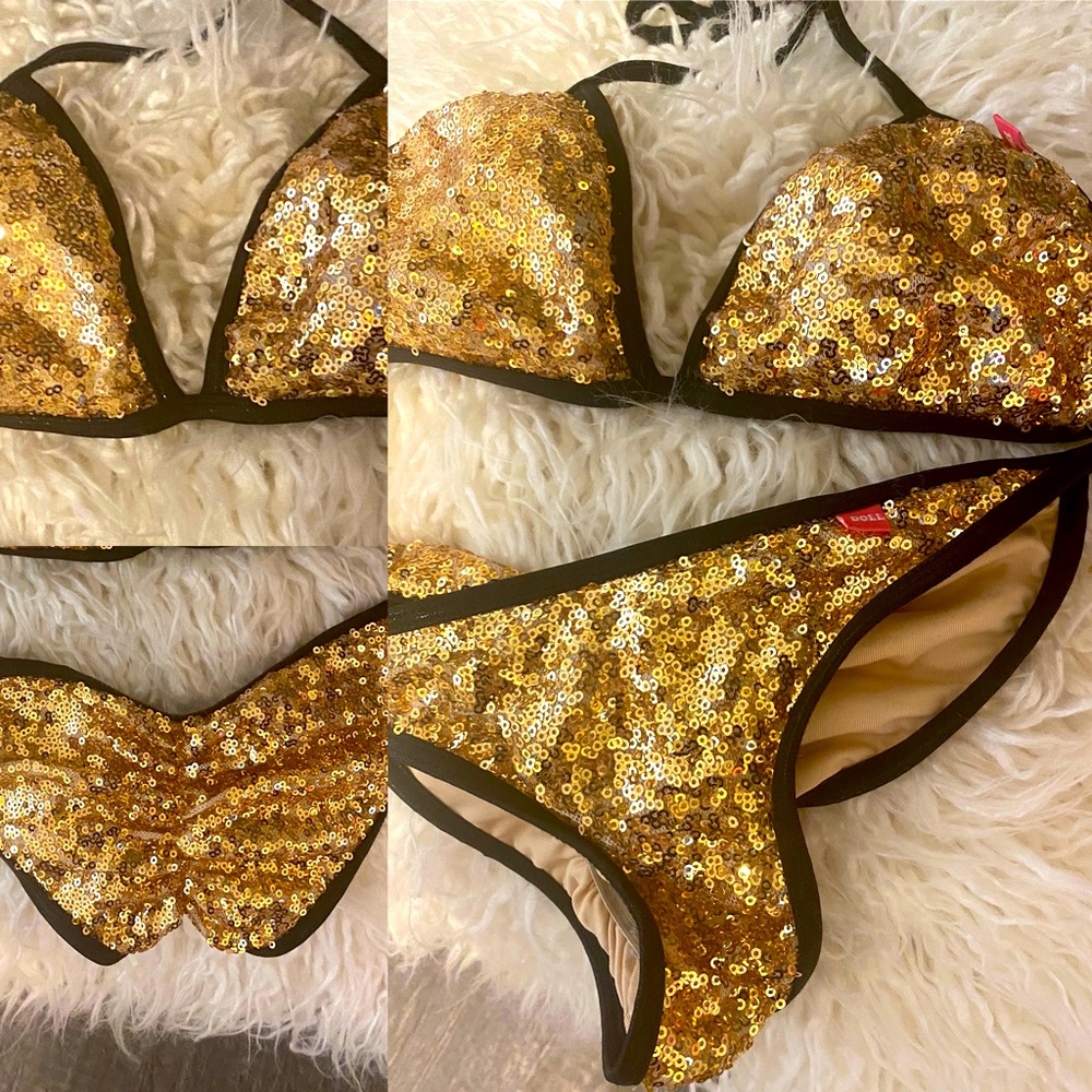 Beautiful Gold Sequin Bikini 👑